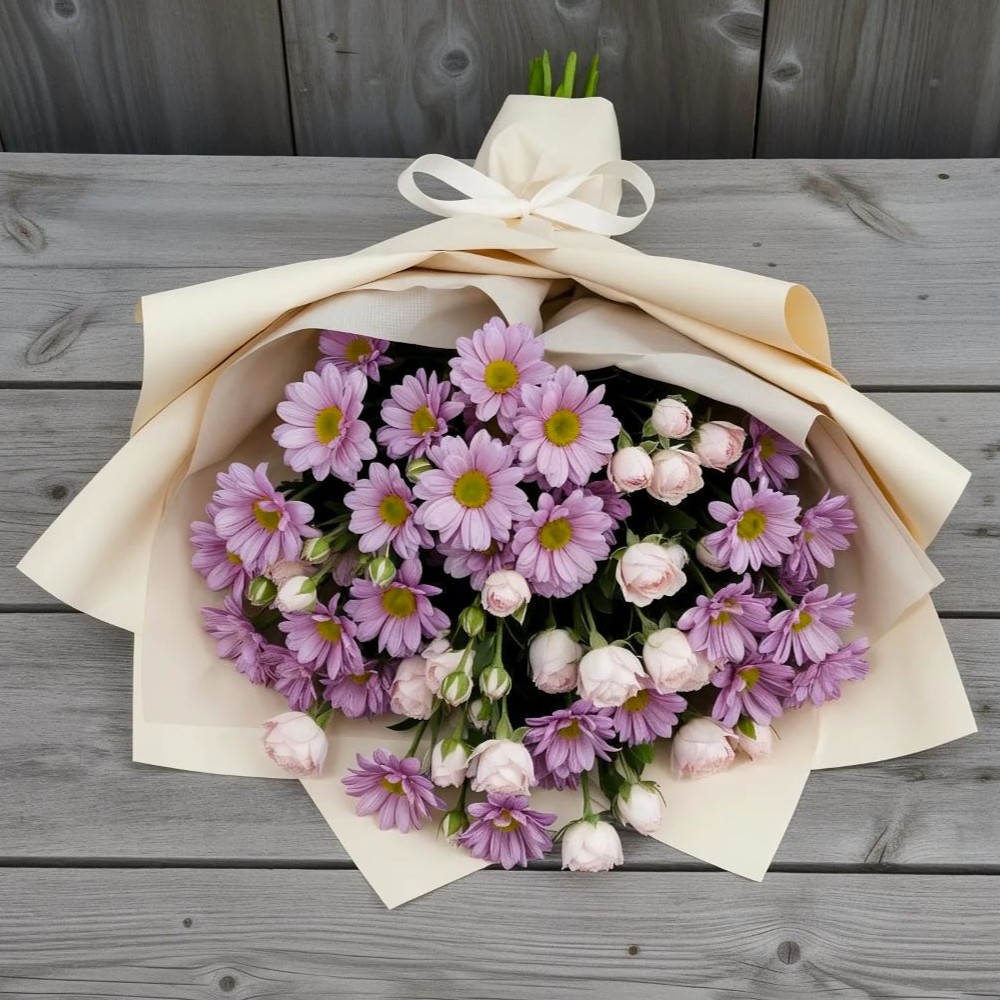 Букет цветов из: Розы и Хризантемы в Кузнечиках