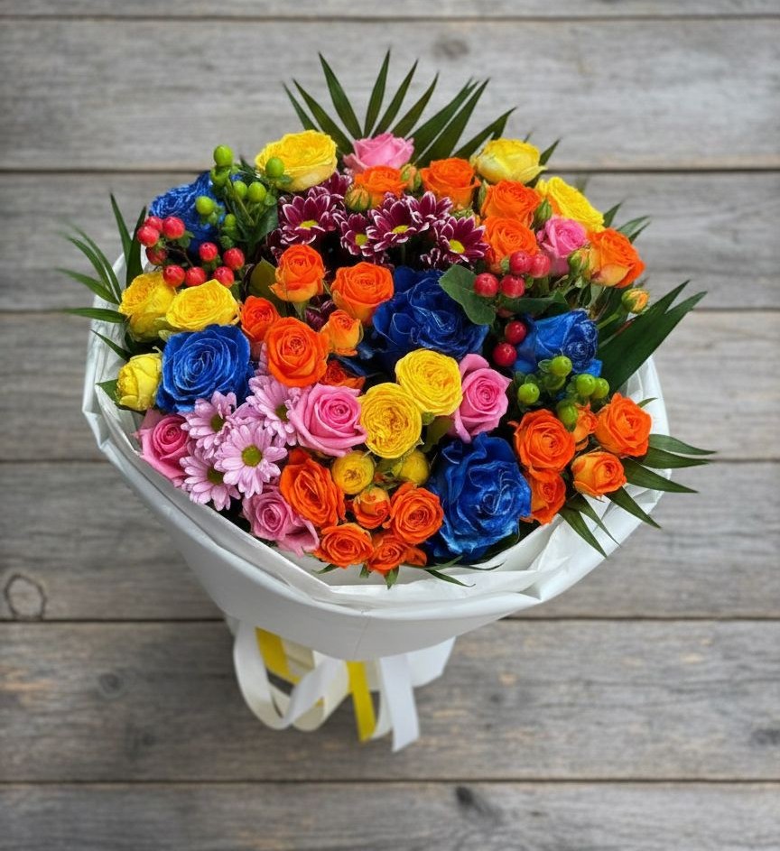 Букет цветов из: Розы и Хризантемы в Кузнечиках