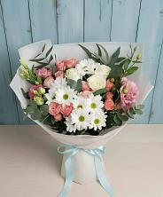 Букет цветов из:  Розы, Лизиантусы и Хризантемы в Кузнечиках