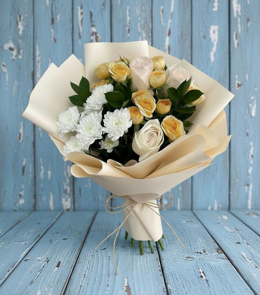 Букет цветов из: Розы и Хризантемы в Кузнечиках