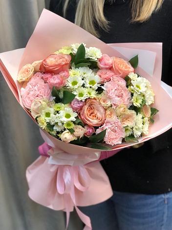 Букет цветов из: Гвоздики, Розы и Хризантемы в Кузнечиках