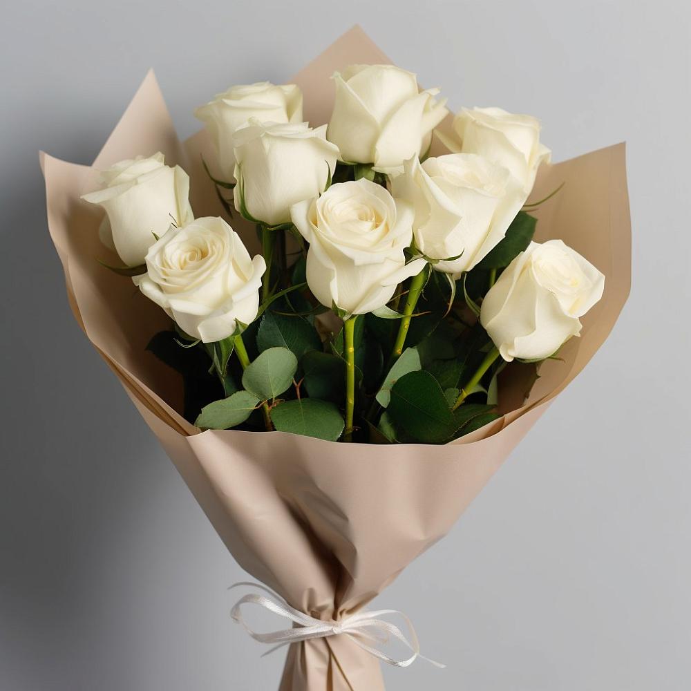 Букет 9 Белых роз Эдлесс Лав в Кузнечиках