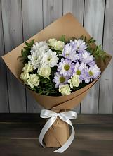 Букет цветов из:  Хризантемы и Розы в Кузнечиках