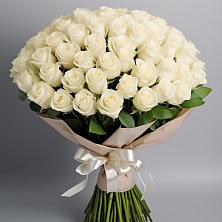 Букет 101 беля роза Белоснежка в Кузнечиках