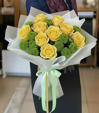 Букет цветов из:  Хризантемы и Розы #REPLACE_PRED# Кузнечиках