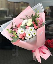 Букет цветов из:  Розы, Лизиантусы и Хризантемы в Кузнечиках