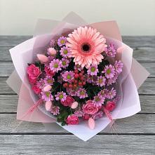 Букет цветов из:  Розы, Герберы и Хризантемы в Кузнечиках