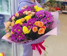 Букет цветов из:  Хризантемы и Розы #REPLACE_PRED# Кузнечиках